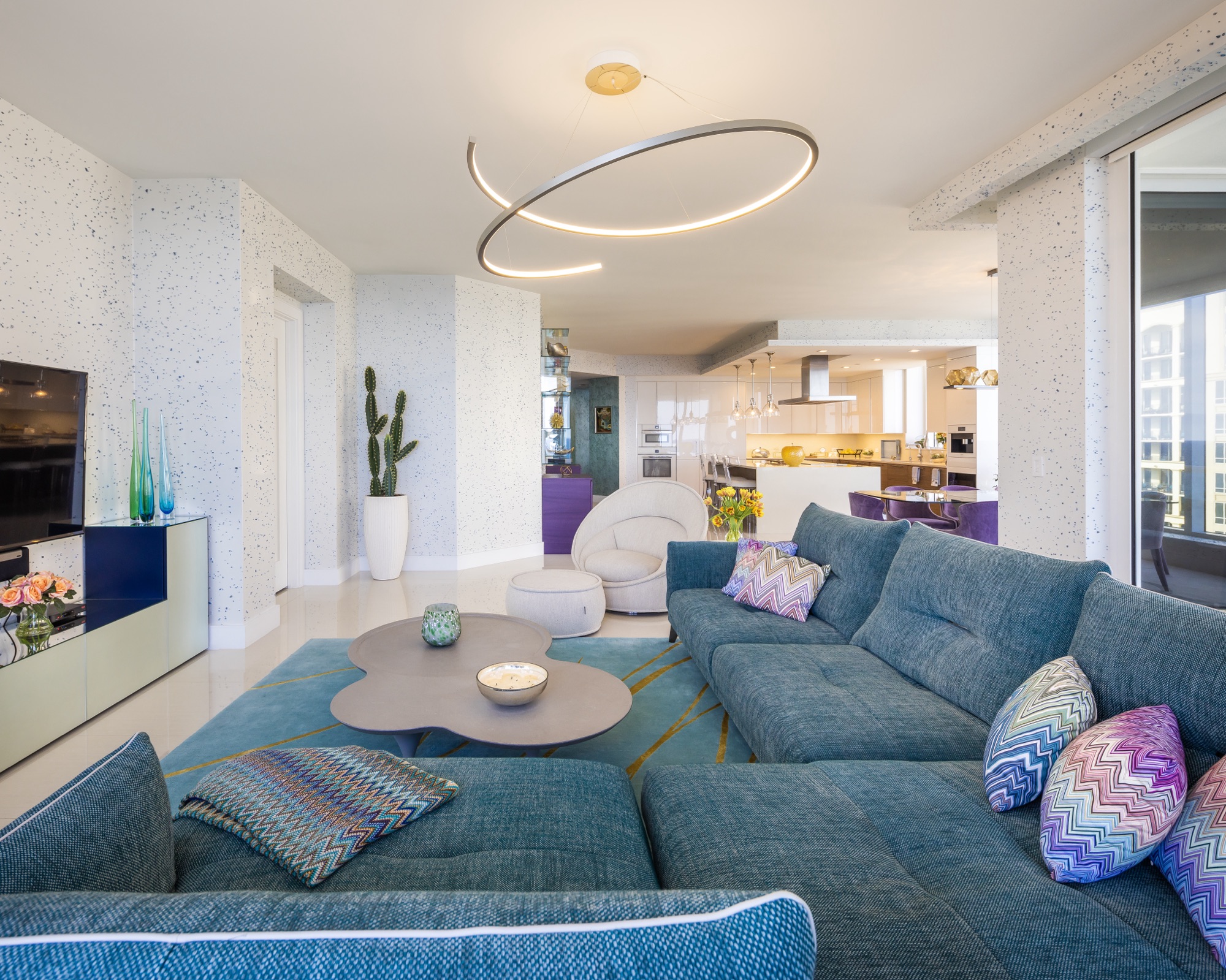 Penthouse living room in condominium in Singer Island Florida